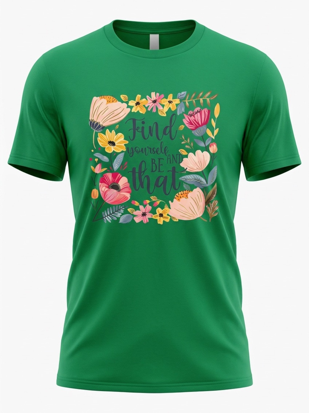 Women’s Antique Irish Green Premium Quality “ Find Yourself and Be” T Shirt Sz L